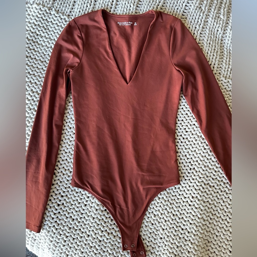 Abercrombie Long Sleeve Bodysuit Burnt Orange